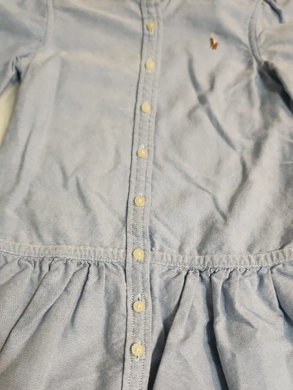 Ralph Lauren Light Blue Peplum Button-Down Dress - Girls Size 4t